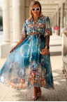 ULRIKE Luftiges Maxi-Kleid mit Blumenmuster in Blau