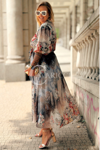 ULRIKE Maxi-Kleid mit Blumenmuster in Fango | Plus Size