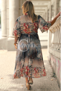 ULRIKE Maxi-Kleid mit Blumenmuster in Fango | Plus Size