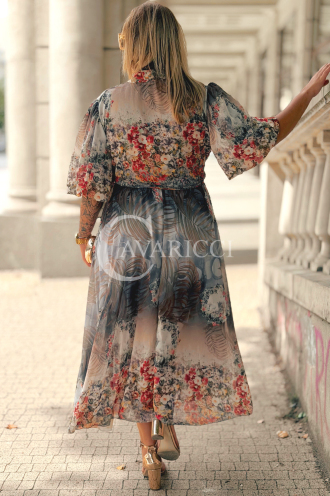 ULRIKE Maxi-Kleid mit Blumenmuster in Fango | Plus Size