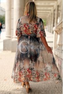 ULRIKE Maxi-Kleid mit Blumenmuster in Fango | Plus Size