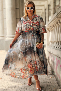 ULRIKE Maxi-Kleid mit Blumenmuster in Fango | Plus Size