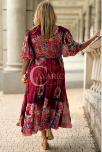 ULRIKE Maxi Blumenkleid in Bordeaux | Plus Size
