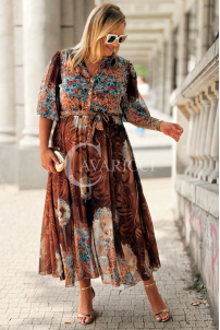 ULRIKE Maxi Blumenkleid in Schokolade | Plus Size