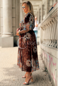 ULRIKE Maxi Blumenkleid in Schokolade | Plus Size