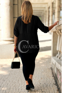 GISELL Plissierte Bluse mit Kragen in Schwarz | Elegant
