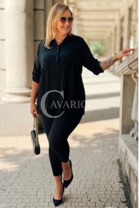 GISELL Plissierte Bluse mit Kragen in Schwarz | Elegant