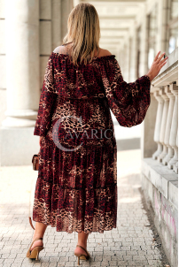 Bordowa Sukienka Hiszpanka Plus Size – Pantera z Falbankami
