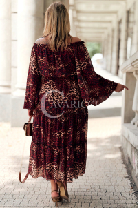 Bordowa Sukienka Hiszpanka Plus Size – Pantera z Falbankami