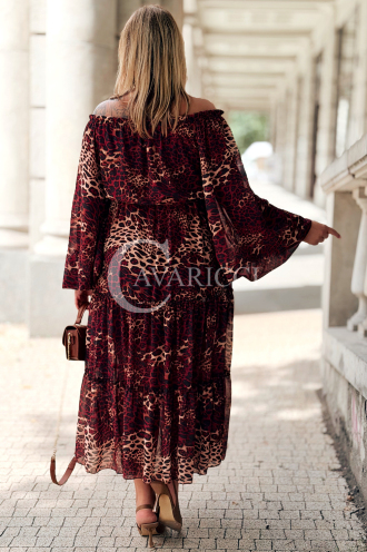 Bordowa Sukienka Hiszpanka Plus Size – Pantera z Falbankami