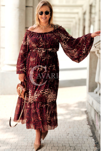 Bordowa Sukienka Hiszpanka Plus Size – Pantera z Falbankami