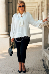FALKENA Elegante Bluse mit Krawatte Ecru | Langarm