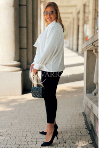 FALKENA Elegante Bluse mit Krawatte Ecru | Langarm