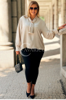 FALKENA Elegante Bluse mit Krawatte und langen Ärmeln in Beige