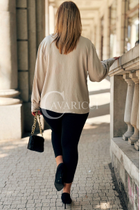 Elegante Bluse FALKENA Beige mit Schleife & langen Ärmeln