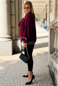 Elegante Bordeaux Bluse mit Schleife & langen Ärmeln