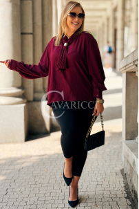 Elegante Bordeaux Bluse mit Schleife & langen Ärmeln