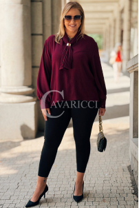 Elegante Bordeaux Bluse mit Schleife & langen Ärmeln