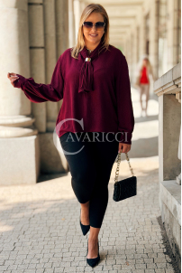 Elegante Bordeaux Bluse mit Schleife & langen Ärmeln