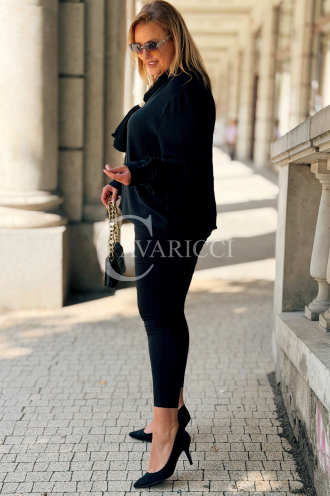 Elegante schwarze Bluse mit Schleife & langen Ärmeln
