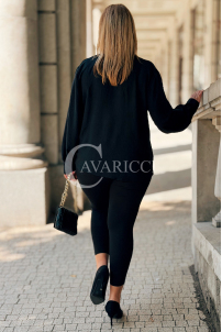 Elegante schwarze Bluse mit Schleife & langen Ärmeln