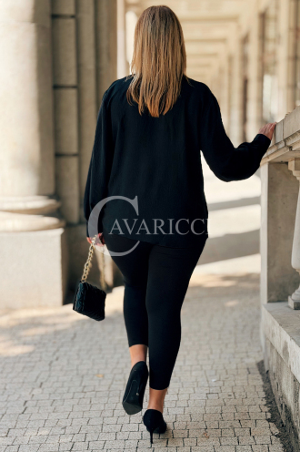 Elegante schwarze Bluse mit Schleife & langen Ärmeln