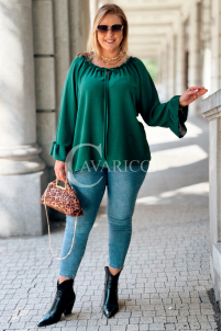BEATRIX Bluse Flaschengrün – Locker & Feminin | 64 zł