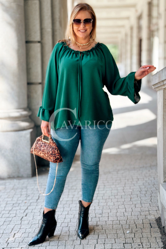 BEATRIX Bluse Flaschengrün – Locker & Feminin | 64 zł