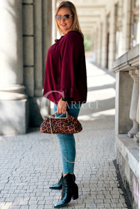 BEATRIX Bordeaux Bluse mit Bindung & Gummizug | 64 zł