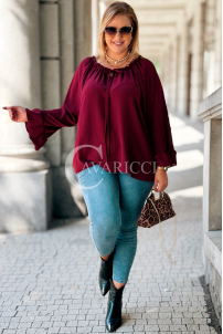 BEATRIX Bordeaux Bluse mit Bindung & Gummizug | 64 zł