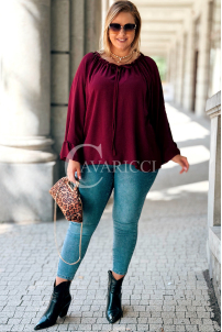 BEATRIX Bordeaux Bluse mit Bindung & Gummizug | 64 zł