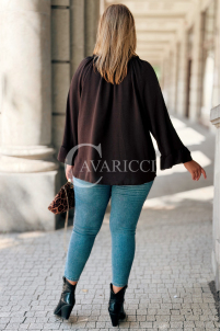 BEATRIX Bluse mit Bindeband in Schokolade | 64 zł