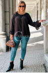 BEATRIX Lockere Bluse mit Gummizug oben und Schleife vorne in Schokoladenbraun