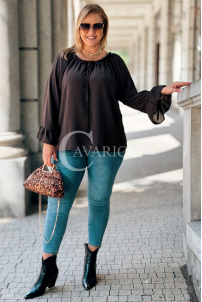 BEATRIX Bluse mit Bindeband in Schokolade | 64 zł