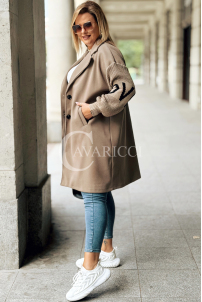 MARLENE Flauschjacke mit Strickärmeln in Fango – Elegant