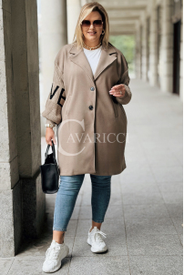 MARLENE Flauschjacke mit Strickärmeln in Fango – Elegant
