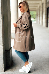 MARLENE Flauschjacke mit Strickärmeln in Fango – Elegant