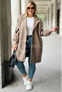 MARLENE Flauschjacke mit Strickärmeln in Fango – Elegant