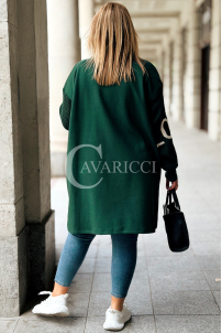 MARLENE Flauschjacke mit Strickärmel in Flaschengrün