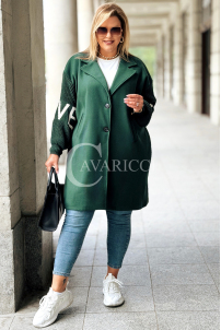 MARLENE Flauschjacke mit Strickärmel in Flaschengrün