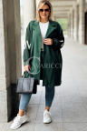 MARLENE Flauschmantel mit Strickärmeln und Taschen in Flaschengrün