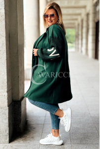 MARLENE Flauschjacke mit Strickärmel in Flaschengrün