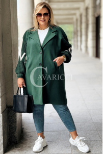 MARLENE Flauschjacke mit Strickärmel in Flaschengrün