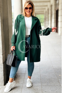 MARLENE Flauschjacke mit Strickärmel in Flaschengrün