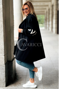 MARLENE Flauschmantel in Schwarz mit Taschen | Eleganz