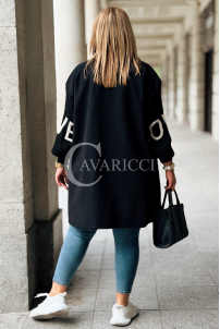 MARLENE Flauschmantel in Schwarz mit Taschen | Eleganz