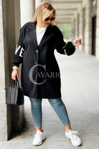 MARLENE Flauschmantel in Schwarz mit Taschen | Eleganz