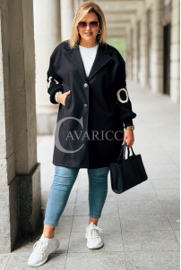 MARLENE Flauschmantel in Schwarz mit Taschen | Eleganz