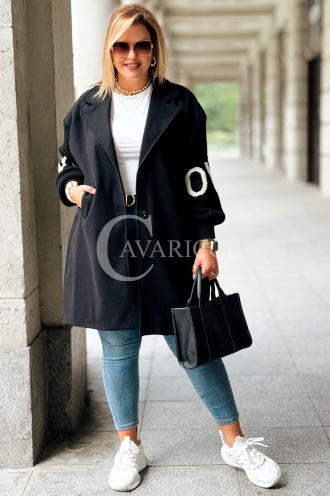 MARLENE Flauschmantel in Schwarz mit Taschen | Eleganz