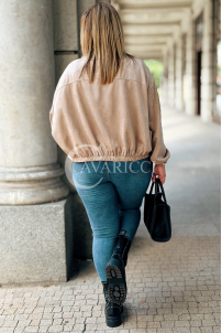 Kurze Wildlederjacke SABINE Beige mit Bündchen